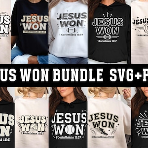 Jesus Won Christian Sports SVG Bundle - Basketball, Football & Baseball