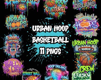 Paquete PNG de grafitis de streetball / Diseños de baloncesto urbano (descarga digital)