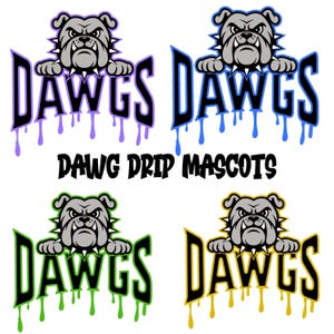 Bulldog Mascot Drip PNG-bundel: schoolgeest-sublimatieontwerp (digitale download)