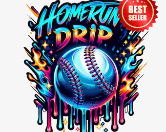 Home Run Drip Baseball PNG: Graffiti Style Sublimation (Digital Download)