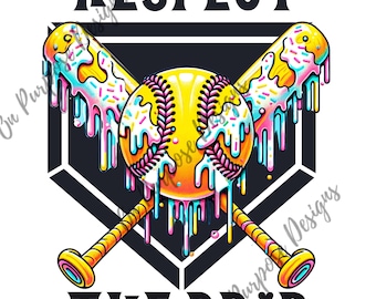 Softball Ice Cream Drip PNG: Sport Team Design (Digital Download)