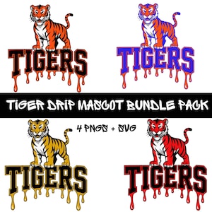 Tiger Mascot Drip Design Bundle: School Spirit SVG PNG Clipart