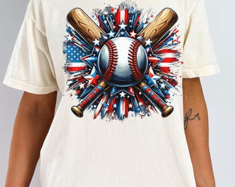 Patriotic Baseball PNG: American Flag, 4th of July Clipart (Digital Download)