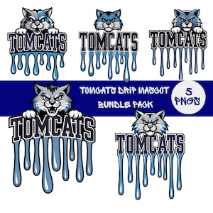 Tomcats Drip Mascot PNG Bundle: School Spirit Clipart (Digital Download)