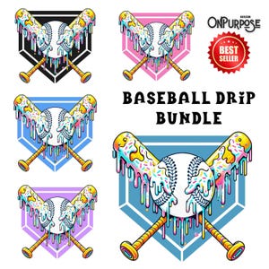 Baseball Ice Cream Drip PNG Bundle: Team Colors Sublimation (Digital Download)