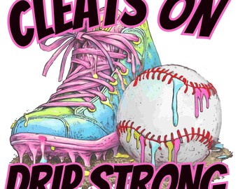 Dripping Baseball Cleats PNG: Colorful Sports Design (Digital Download)
