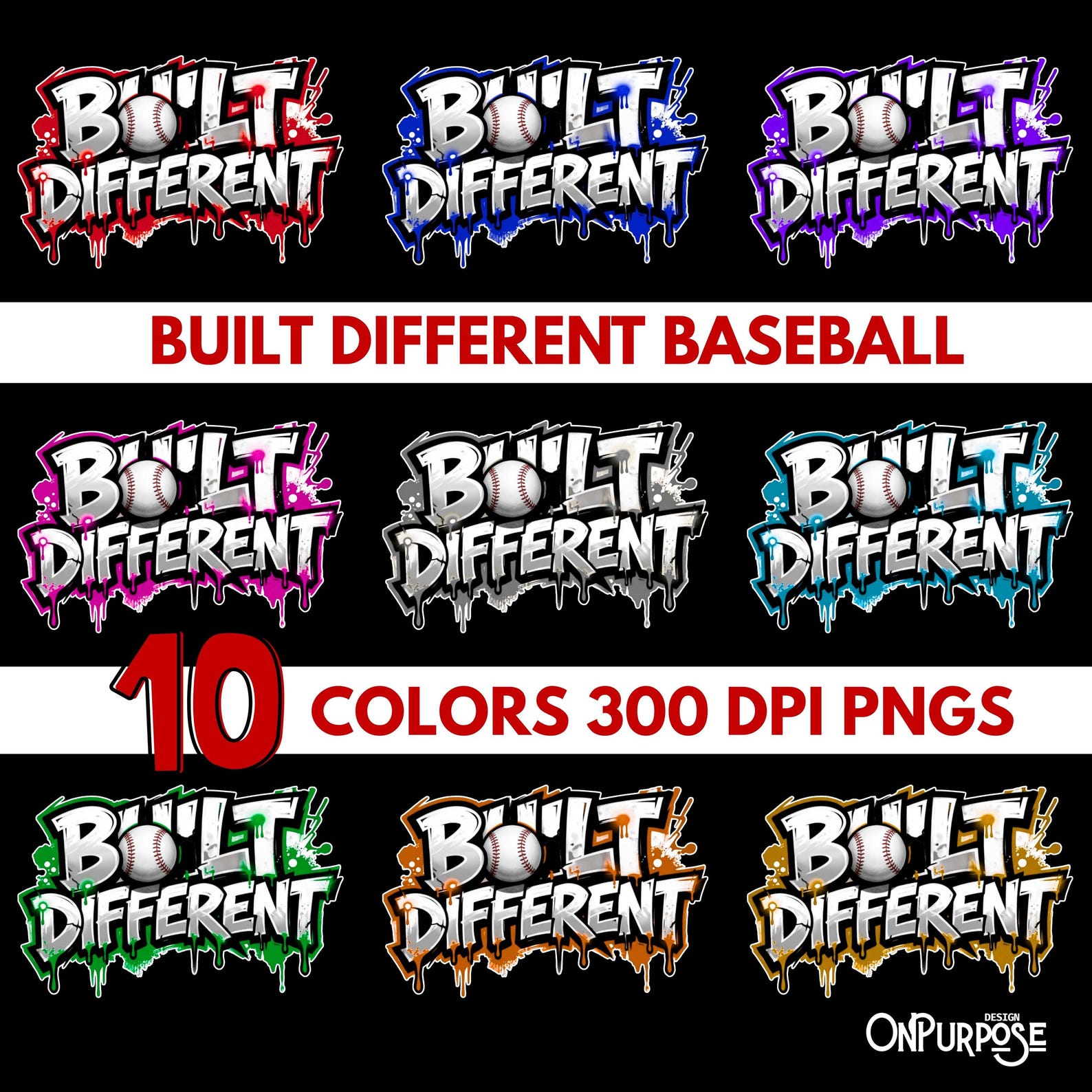 Baseball PNG : Built Different 10 COLORS (digital File) - Etsy