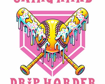 Softball Ice Cream Drip PNG: Home Plate Design (Digital Download)