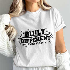 Built Different Psalm 139:14 T-Shirt, Christian Graphic Tee, Inspirational Bible Verse, Religious Gift, Unisex White Shirt