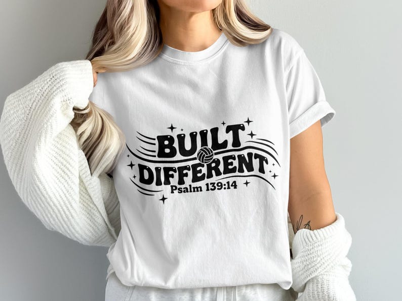 Built Different Psalm 139:14 T-Shirt, Christian Graphic Tee, Inspirational Bible Verse, Religious Gift, Unisex White Shirt