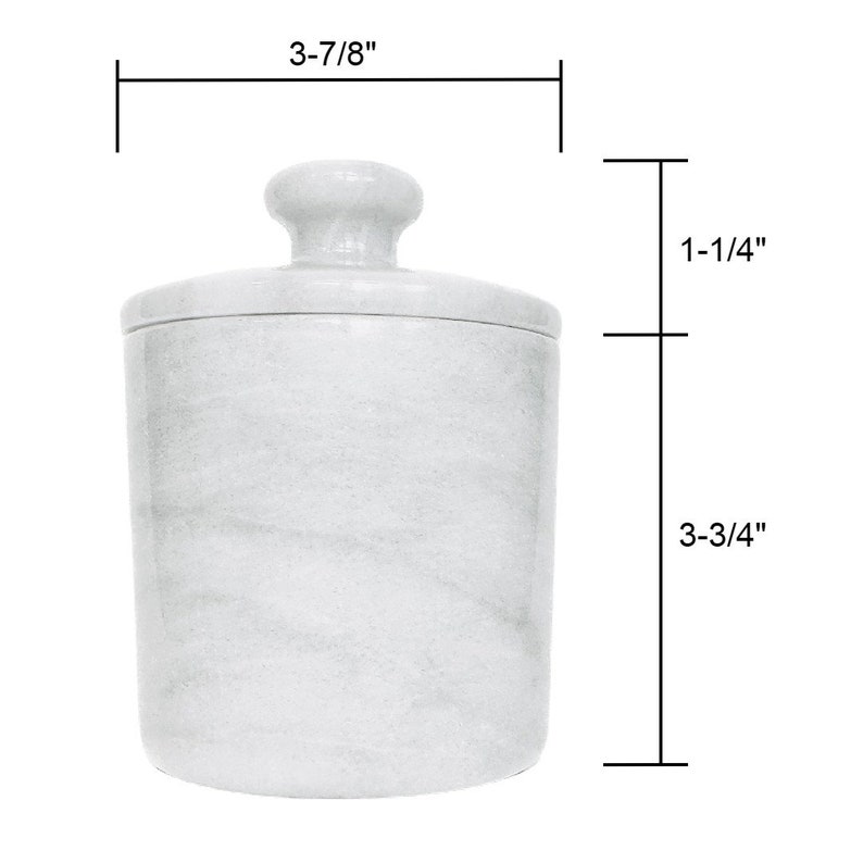 White Natural Marble Small Lidded Canister Vanity Storage Jar Q-Tip, Cotton Ball, Makeup Pad, Bath Salt Storage image 2