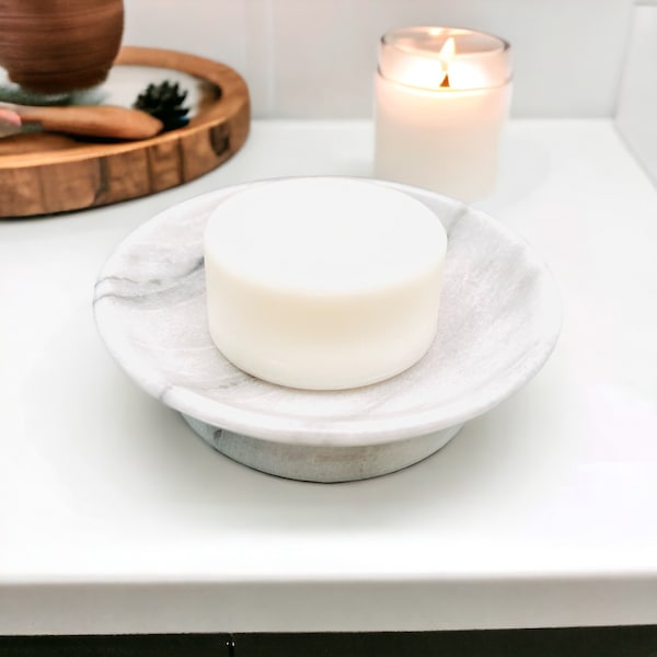 White Natural Marble Soap Dish - Handcrafted - Soap Holder - Decorative Dish - Jewelry Dish - Key Dish - Candle Holder - Candle Dish