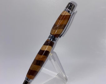 Segmented wood rollerball pen w/cap