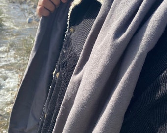 Écharpe grise unisexe 100 % coton faite main
