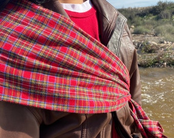 Écharpe unisexe 100 % coton Royal Stewart fait main à motif tartan clan