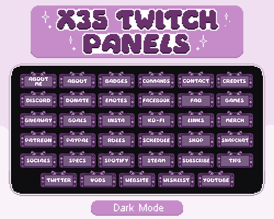 X35 Black Cat Switch Twitch Panels | Cute Kitty Stream Panels | 8 Bit ...
