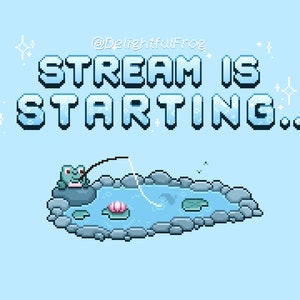 x3 Fishing Frog Animated Twitch Banners / Cute x4 Twitch Banners - Pixel art animation | Instant Download for your Stream