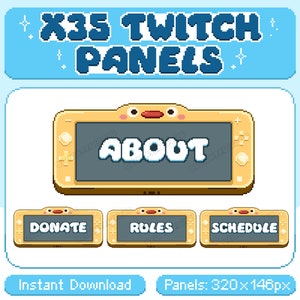 x35 Duck Switch Twitch Panels | Cute Ducky Stream Panels | 8 Bit Pixel Art for Twitch | Kawaii Theme