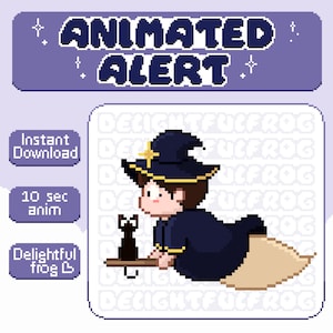 Animated Witch Alert/Cute Twitch Alert | Instant Download for your Stream - Spooky, Cat, Anime
