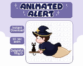 Animated Witch Alert/Cute Twitch Alert | Instant Download for your Stream - Spooky, Cat, Anime