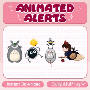 x7 Alertas animadas lindas/Alertas de Twitch lindas / Descarga instantánea para tu transmisión - Divertido, Anime