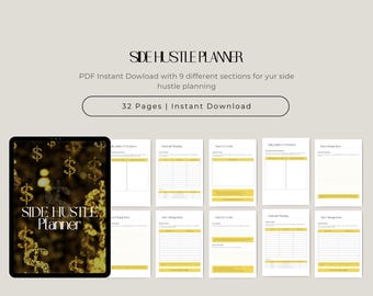 Side Hustle Planner PDF | Business & Financial Planner | Digital Download | Entrepreneur Planner | Printable Goal Planner
