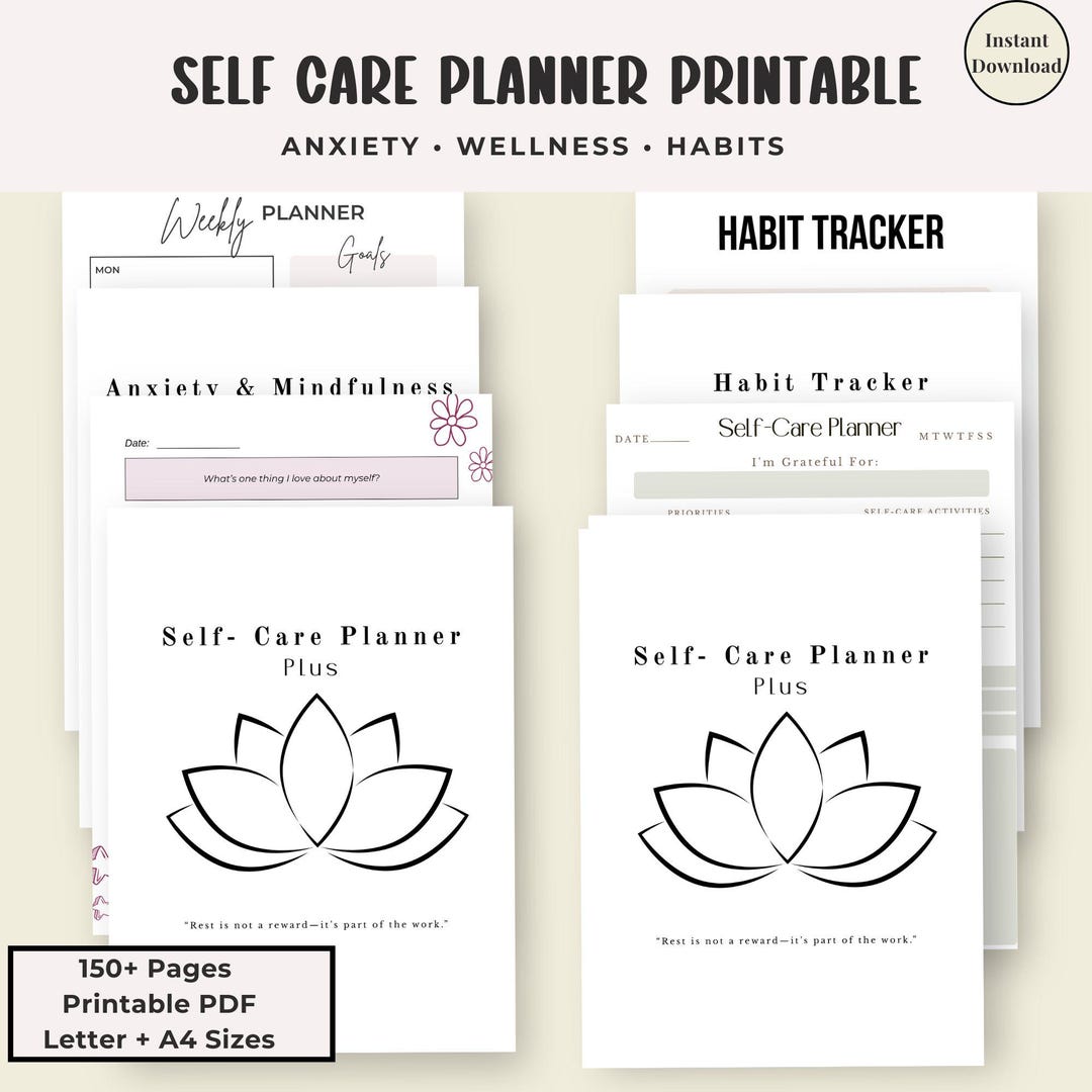 Self Care Planner Printable | Anxiety & Wellness Journal | Habit ...