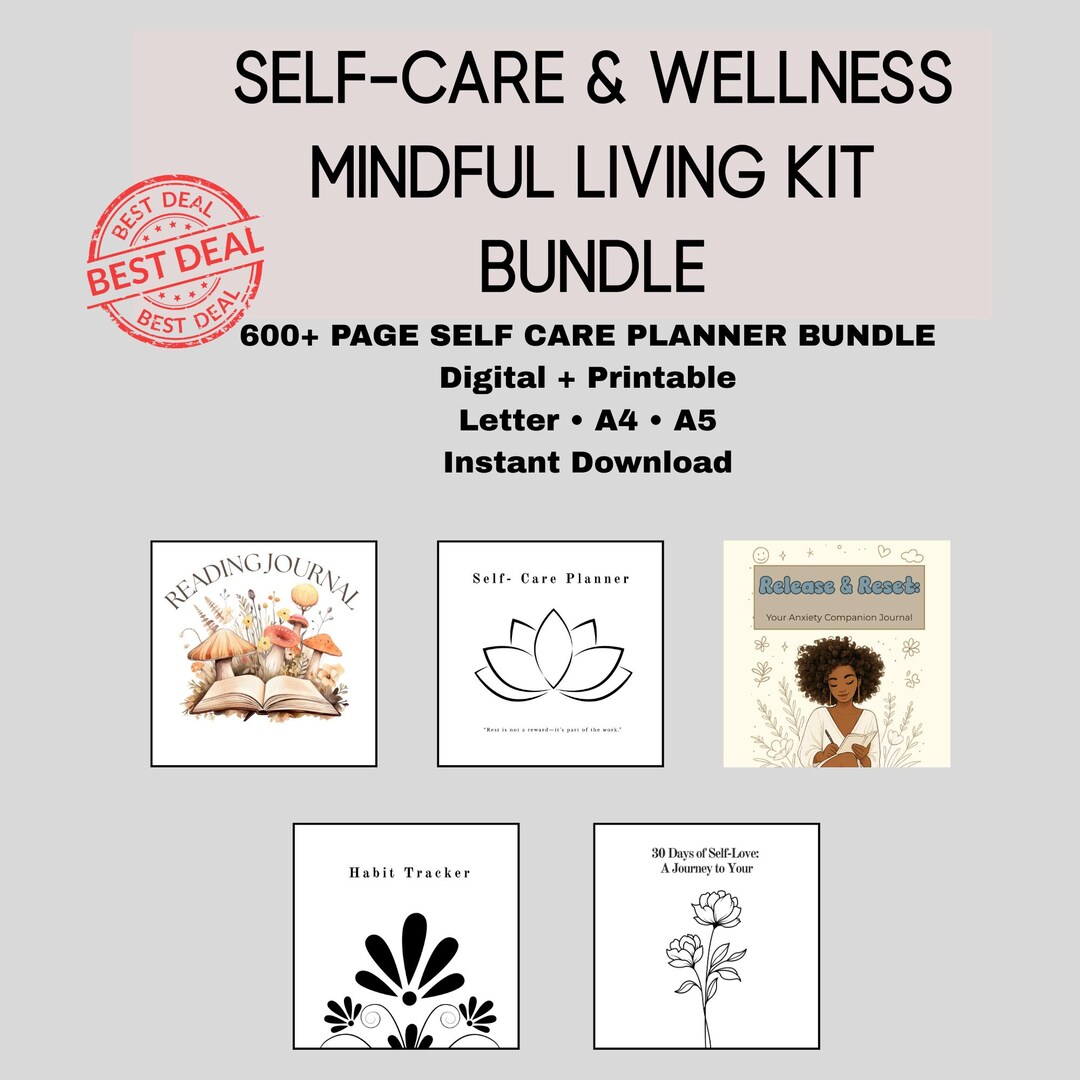 Self Care Planner Bundle | Anxiety and Wellness Journal (digital ...