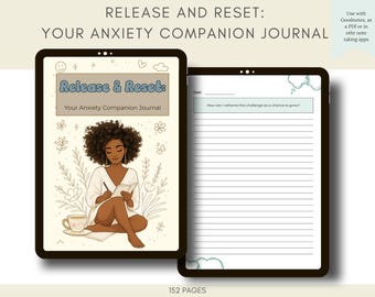 Anxiety Journal PDF | Printable & Digital Mental Health Journal | Daily Prompts for Stress Relief | Undated Self Care Journal