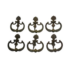 Antique Brass Victorian Drawer Pulls - Shell Motif