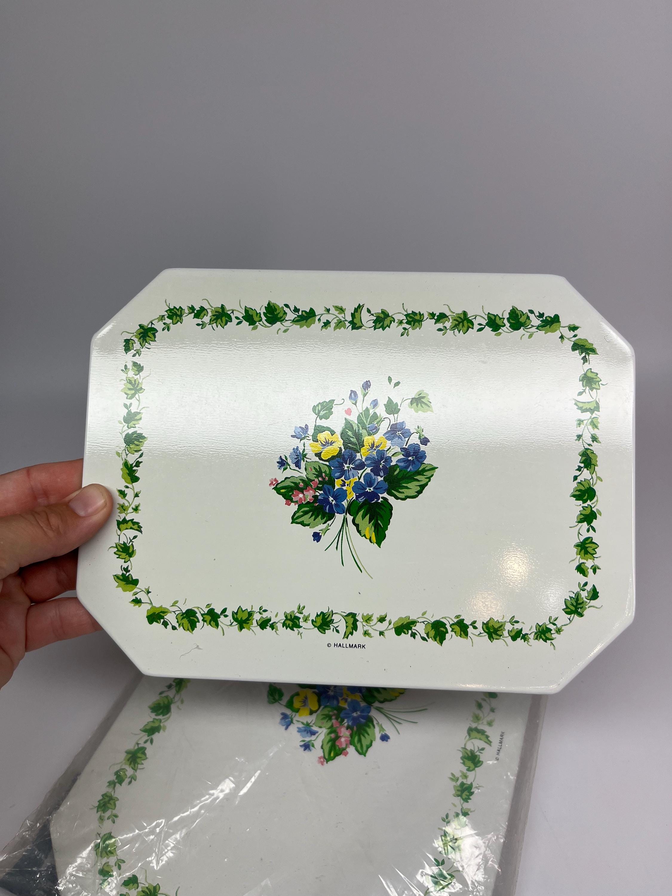 Vintage Hallmark Hot Pads Set: 1990s Octagonal Fruit & Flowers - Etsy Vintage Hallmark 90s hot mat set display picture 1