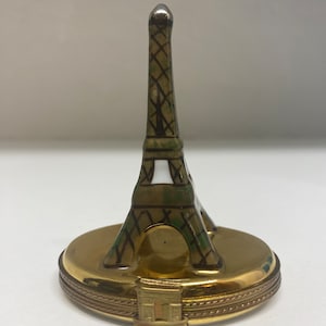 Vintage Eiffel Tower Limoges France Hand Painted Trinket Box