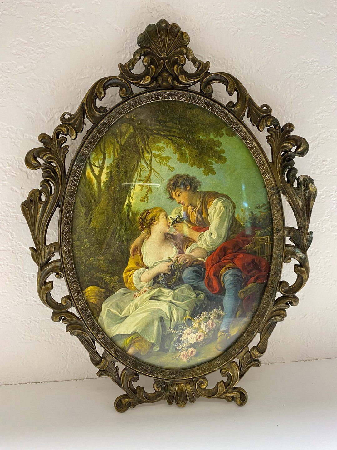 Vintage Ornate Metal Frame With Victorian Print Etsy