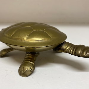 Vintage Brass Turtle Trinket Box