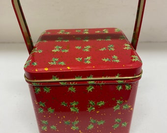 Department 56 Ho-Ho-Ho Red and Gold Holiday Holly Tin