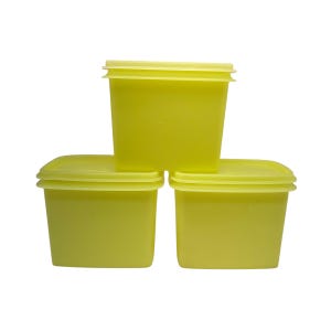Vintage Tupperware Space Saver Containers - Yellow - Stackable - Set of Three