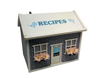 Vintage Wood House Recipe Box - Wind Up Music Box - “My Favorite Things”