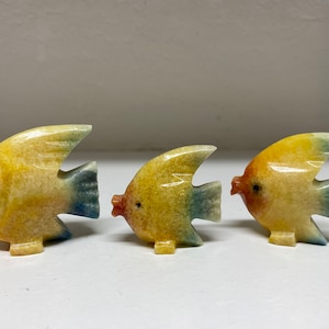 Rainbow Soapstone Set of Three Fish Figurines