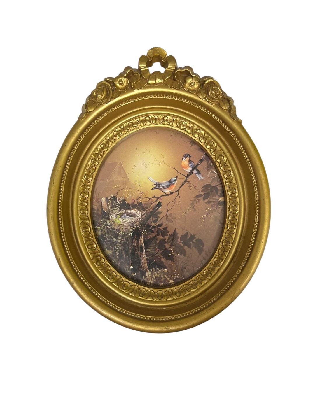 Vintage Homco Ornate Oval Frame - Robins Nest - Gold Tone - Etsy