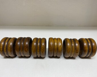 Vintage Set of Six Knobler Wood Napkin Rings