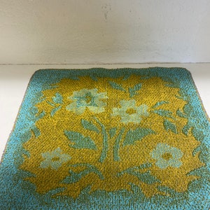 Stevens Fabrics 1960s Wash Cloths Set Gold Green Blue Floral image 3