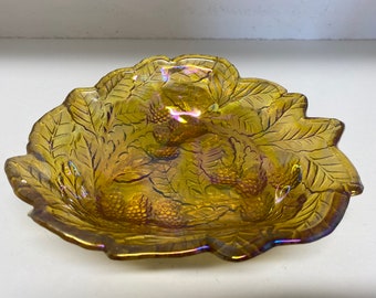 Vintage Amber/Gold Iridescent Carnival Glass Bowl