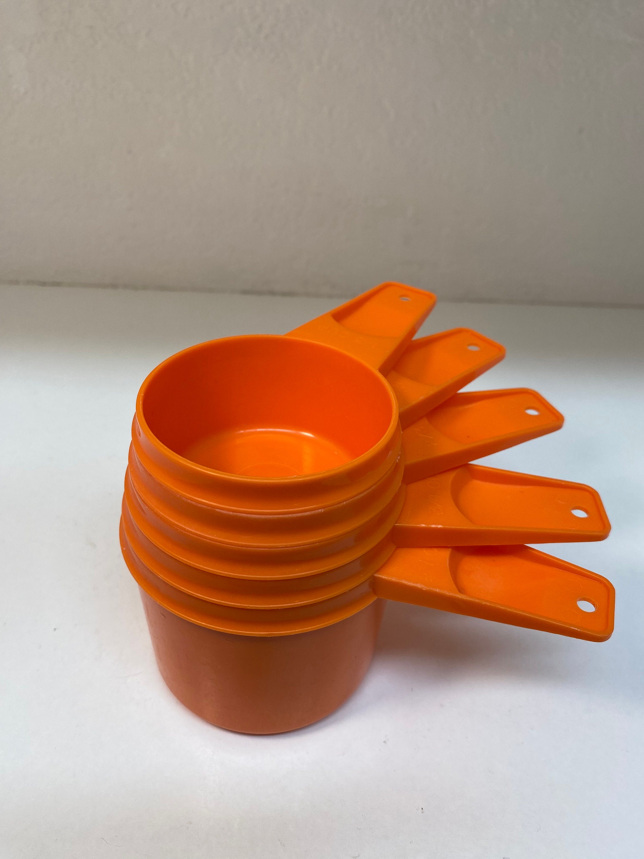 Vintage Tupperware Measuring Cups Set of Four Orange and Yellow
