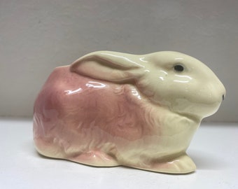 Vintage Pink Glazed Mid Century Bunny Planter