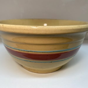 Vintage McCoy USA 9 Inch Striped Yellow Ware Bowl