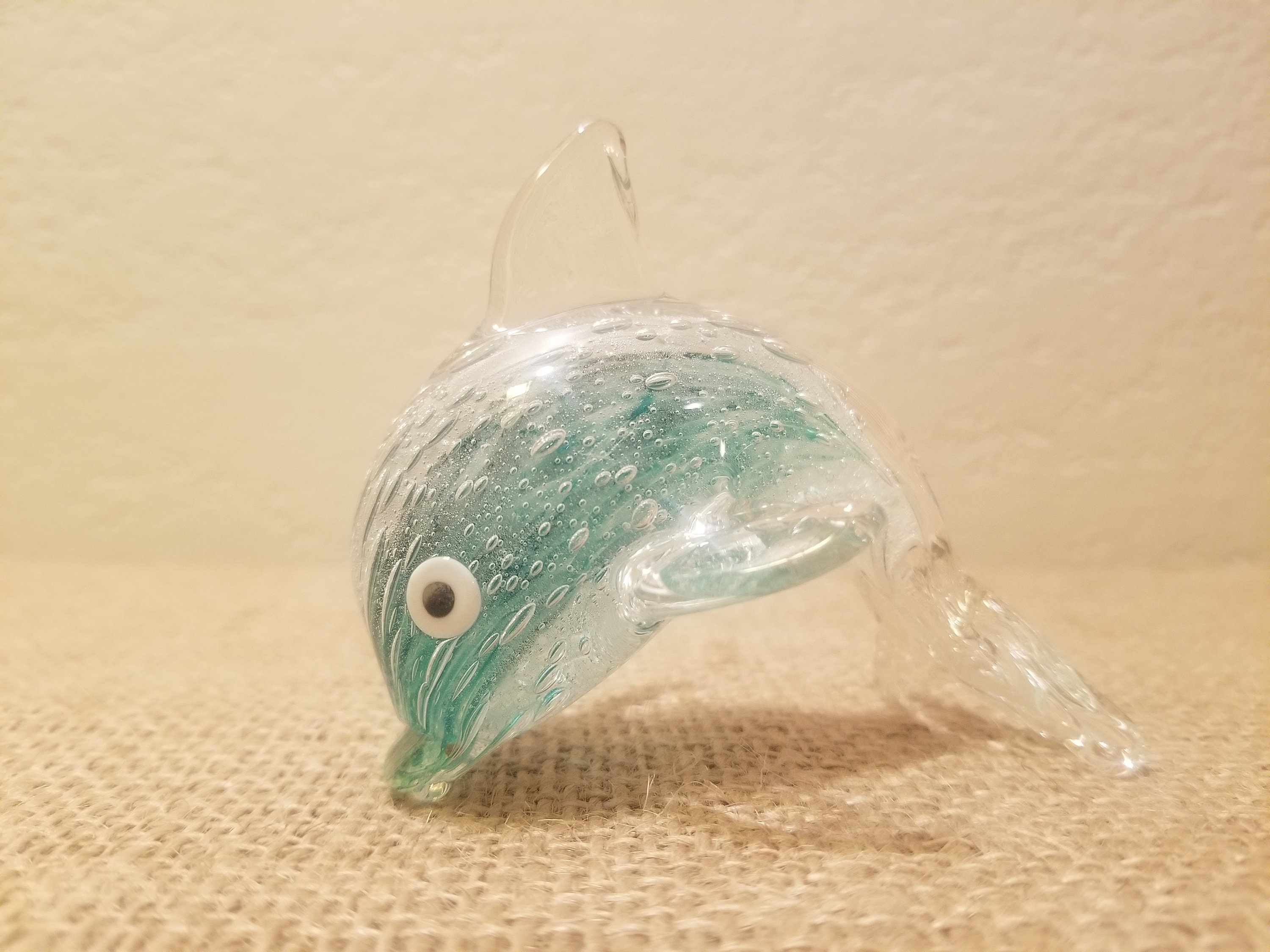Vintage Glass Dolphin Figurine Etsy