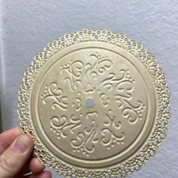 Vintage Cream Ceiling Medallion With Ornate Detail