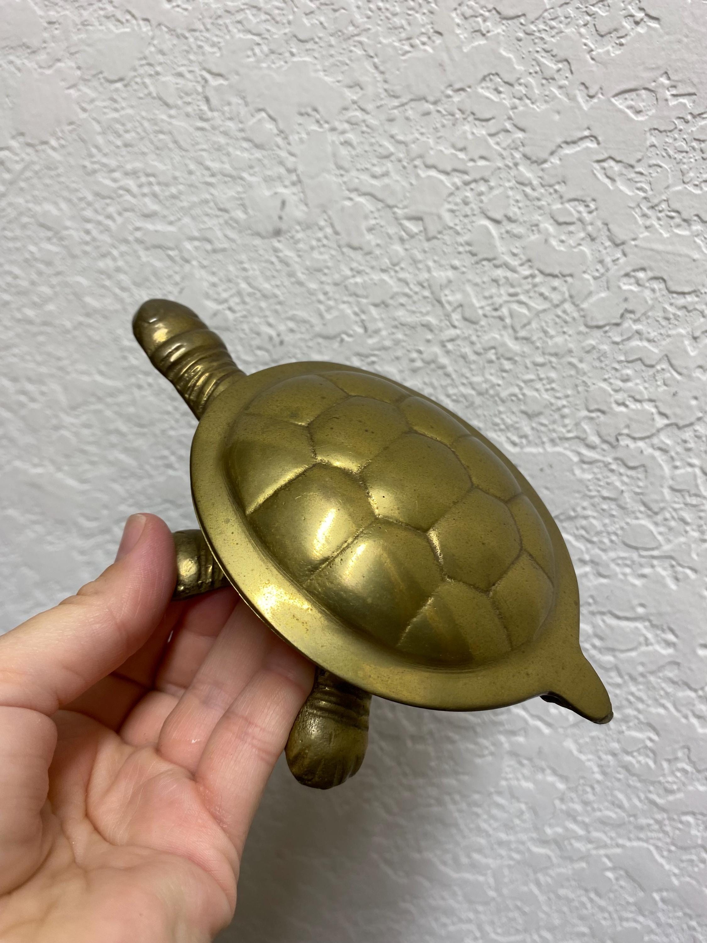 Vintage Brass Turtle Trinket Box - Etsy