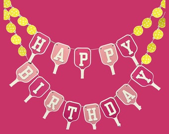 Pickleball Themed Birthday Banner Girly Birthday Ideas Outdoors Birthday Pink birthday decorations