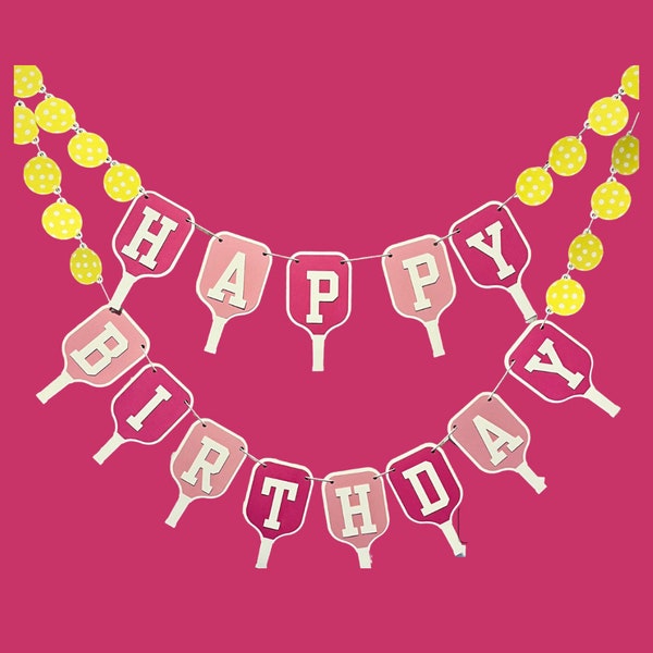 Pickleball Themed Birthday Banner Girly Birthday Ideas Outdoors Birthday Pink birthday decorations